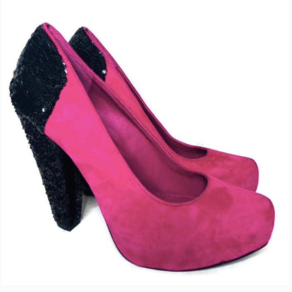 BCBG Pink Pumps with Sequin Heels sz 7